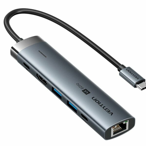 Vention HUB USB-C 1xUSB-C 3.2/2xUSB3.0/HDMI 4K60Hz/Gb/PD TGNHB