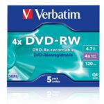 Verbatim DVD-RW 4.7GB 4X 5-Pack Jewel Case Matt Silver 43285 - Image 2