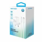 Vention Charger Wall GaN 20W 1xUSBC UK+Lightning Cable White FEPW0 - Image 2