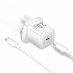 Vention Charger Wall GaN 20W 1xUSBC UK + USB-C 1m Cable White FEPW0-UK-01 - Image 2