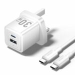 Vention Charger Wall GaN 30W 1xA 1xC+USBC Cable White TZ-FEQW0-UK-01 - Image 2