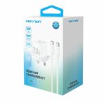 Vention Charger Wall GaN 20W 1xUSBC UK + USB-C 1m Cable White FEPW0-UK-01 - Image 3