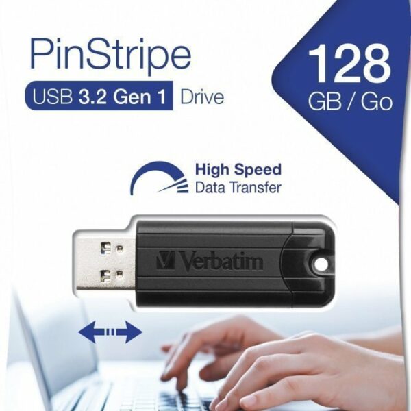 Verbatim USB Drive 3.0 Pinstripe 128GB Black