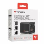 Verbatim Charger Wall 65W GaN 2-Port Retractable Cable & Display - Image 4