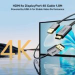 Unitek HDMI to DisplayPort Cable 4K60Hz 1.8m with USB Power Cable V1714 - Image 4