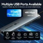 Vention HUB USB-C 1xUSB-C 3.2/USBA3.0/USBA2.0/HDMI 4K60Hz/RJ45/SD/3.5mm/PD TGVHB - Image 6