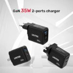 Unitek Charge Wall 35W 1xUSB-C PD & 1xQC 3.0 UK/EU/US Black P1119A - Image 5