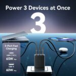 Vention Charger Wall GaN 65W 2xUSBC 1xUSBA White FERW0-UK - Image 5