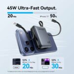 Vention Powerbank 10000mAh 45W Built-in USB-C & Lightning Cables FKMN0 Beige - Image 3