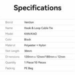 Vention Cable Organiser Hook & Loop Cable Tie 180mm 10 Pcs KAOB0-10 - Image 5