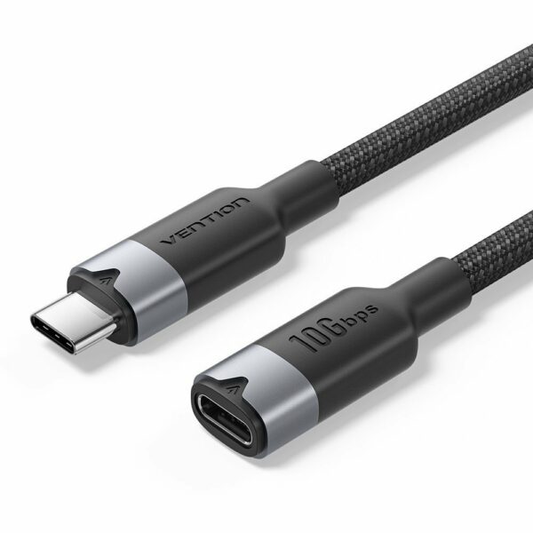 Vention IT Cable USB-C 3.2 Gen2 M-F 0.5m Braided Aluminum Black TRFBD