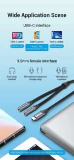 Vention USB-C to 2×3.5mm TRS Cable Adaptor 0.3m BGPHY - Image 3